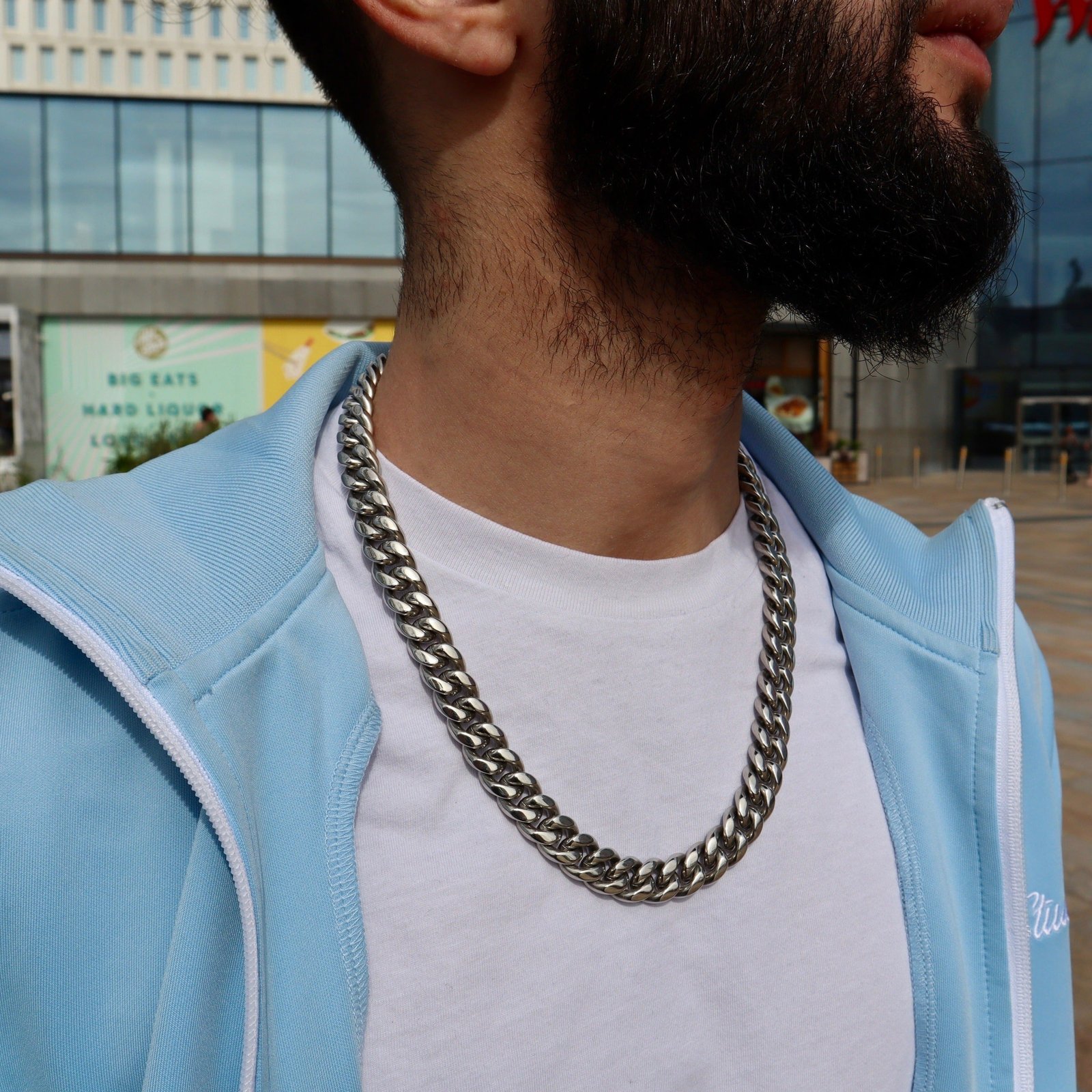 12mm Silver Cuban Stainless Steel
